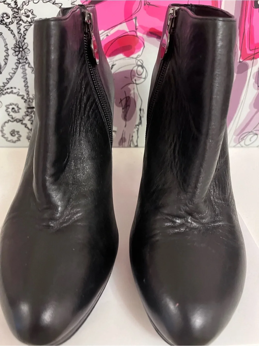 Geox Respira Black Leather Ankle Boots with Side Zippers - US Size 7.5